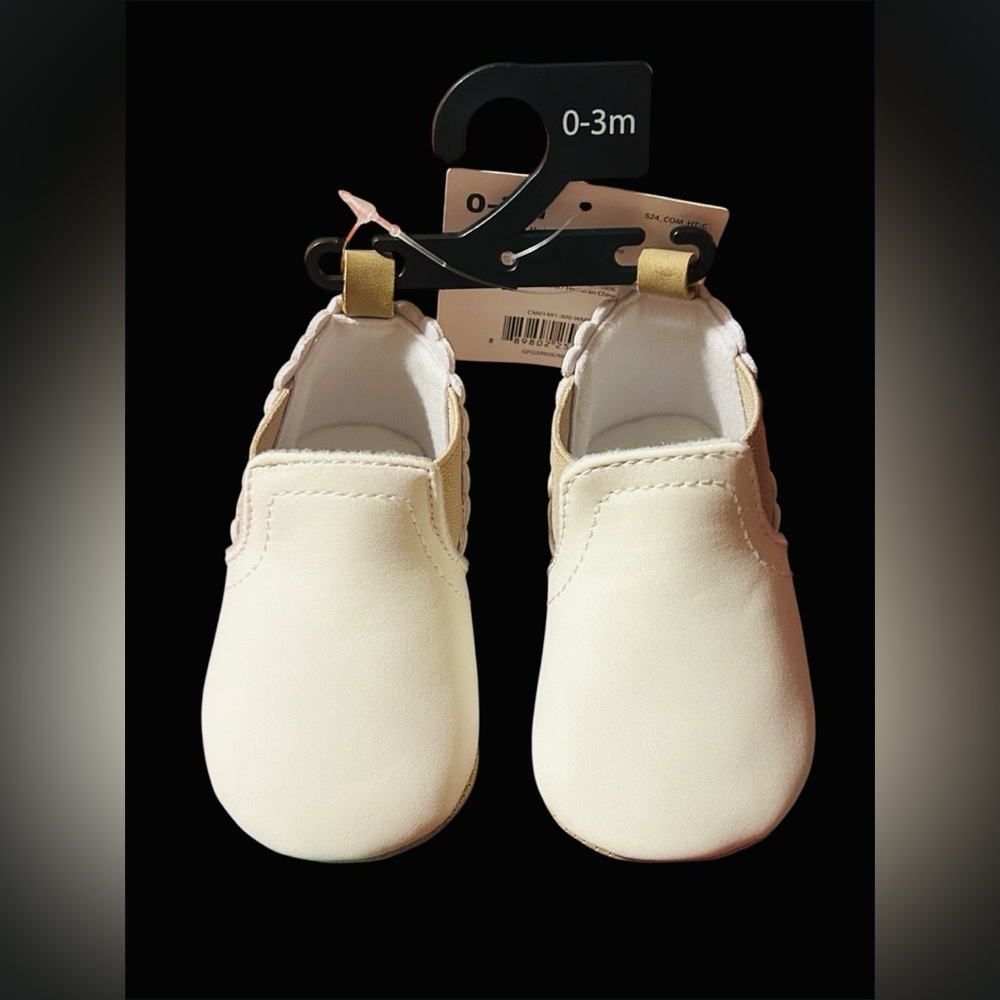 Carter's Cream Baby Walker Shoes Soft Elastic Slip-On